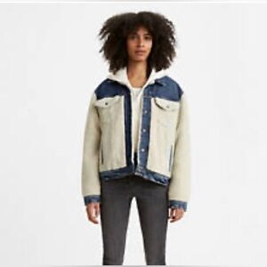 Levi's Pieced Sherpa Ex-Boyfriend Denim Trucker Jacket NWT